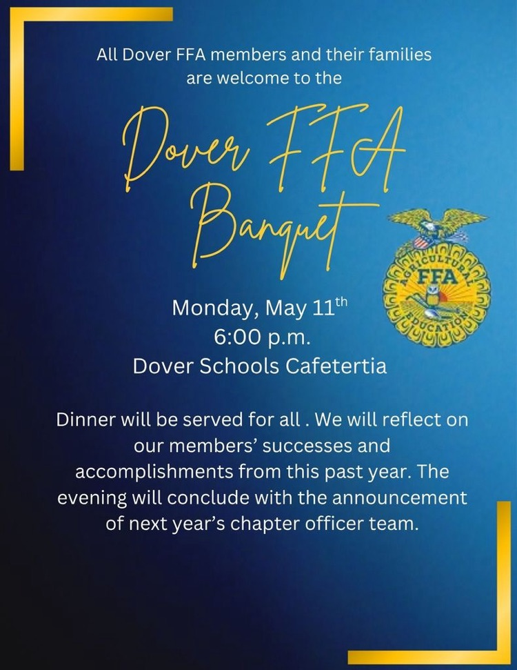 Please Join us on Monday for the FFA Banquet