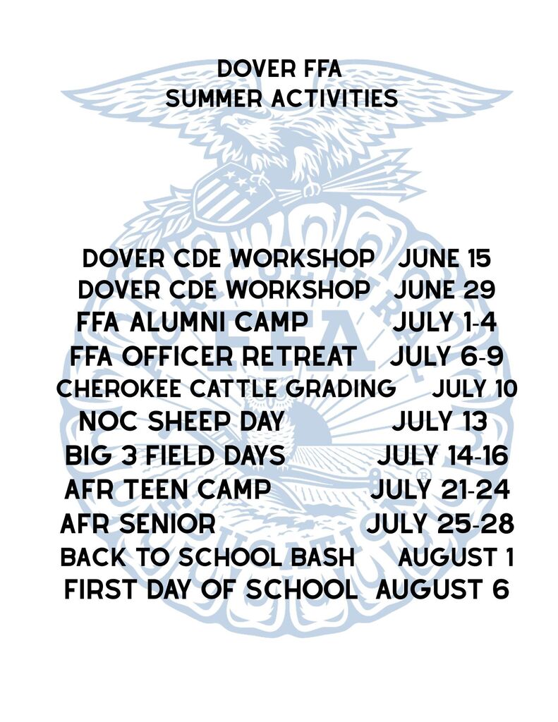 FFA Summer Activities 