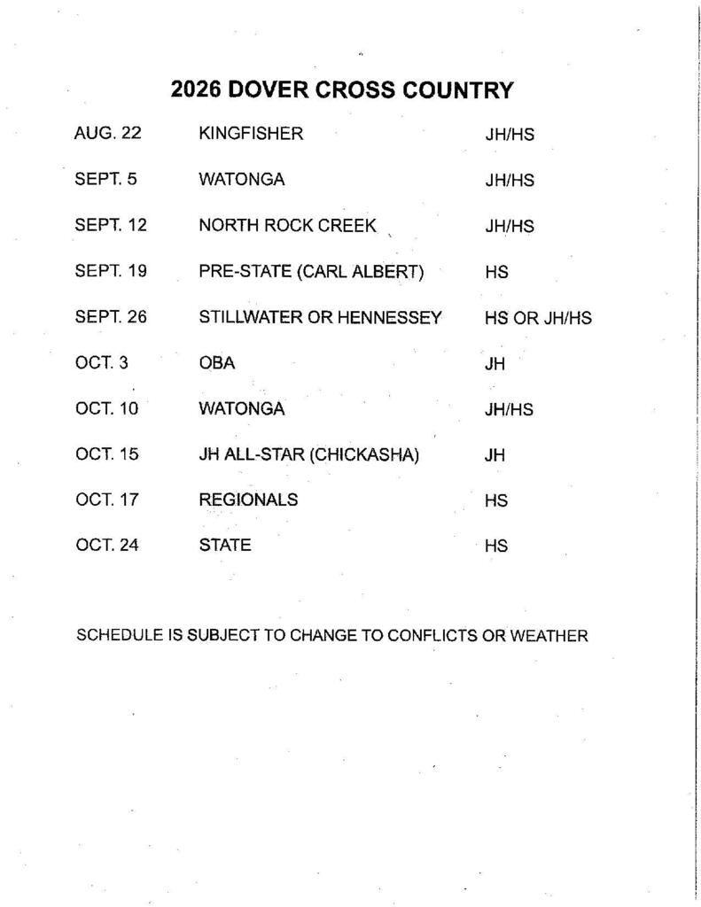 cross country schedule 