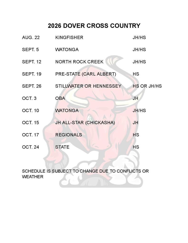 Dover cross country schedule