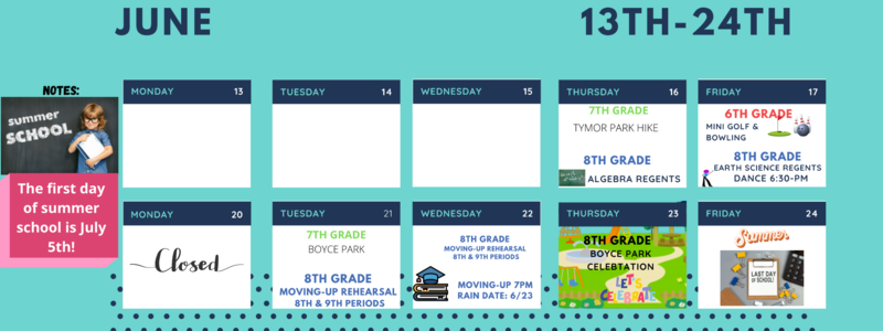 June 13-24 Calendar