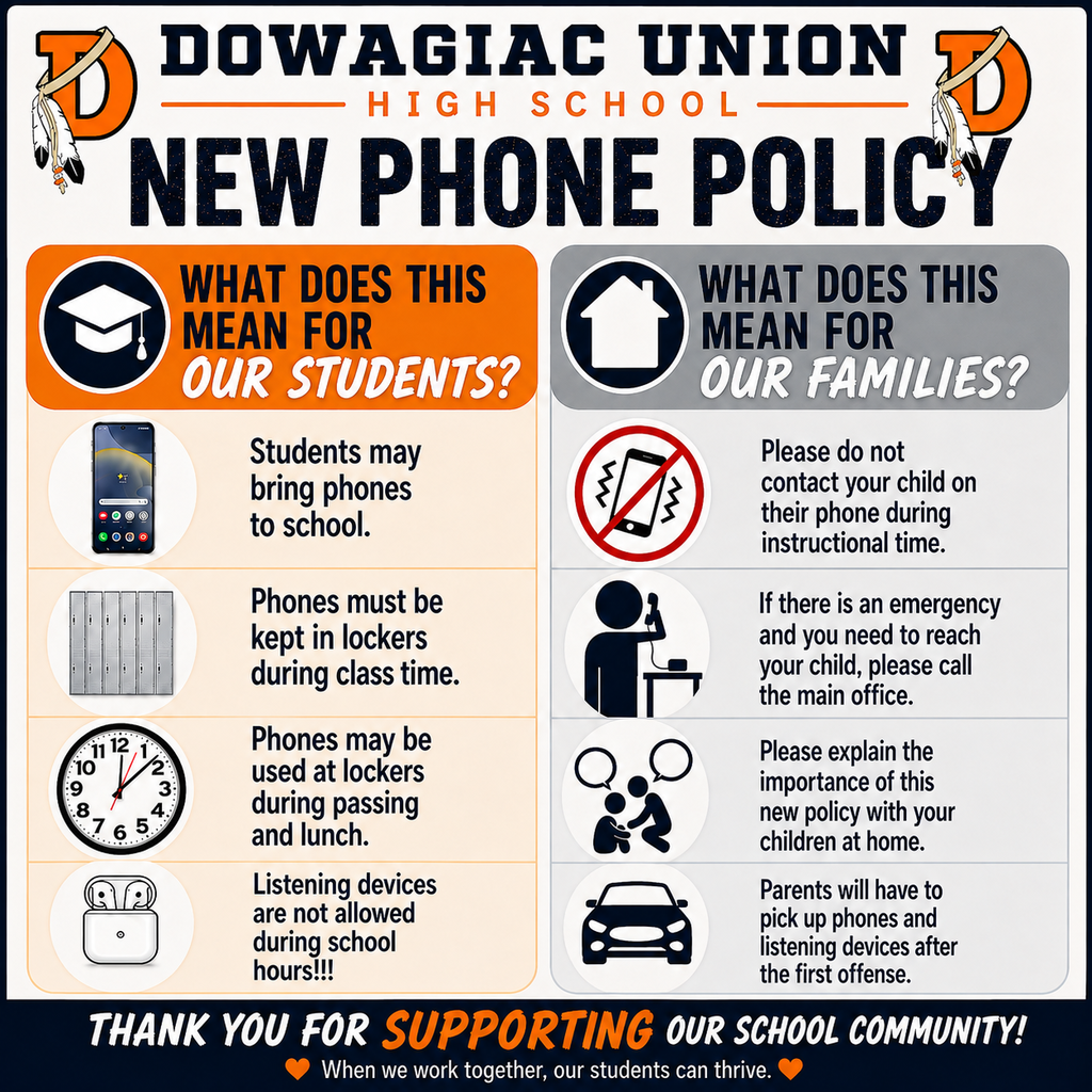 Updated phone policy for the 2026-27 school year