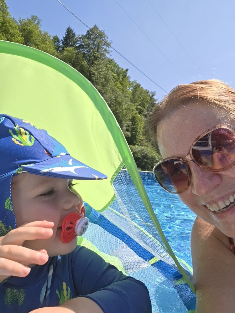 baby and mom in pool