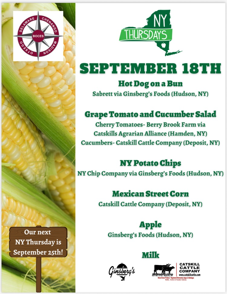 menu with corn image in border