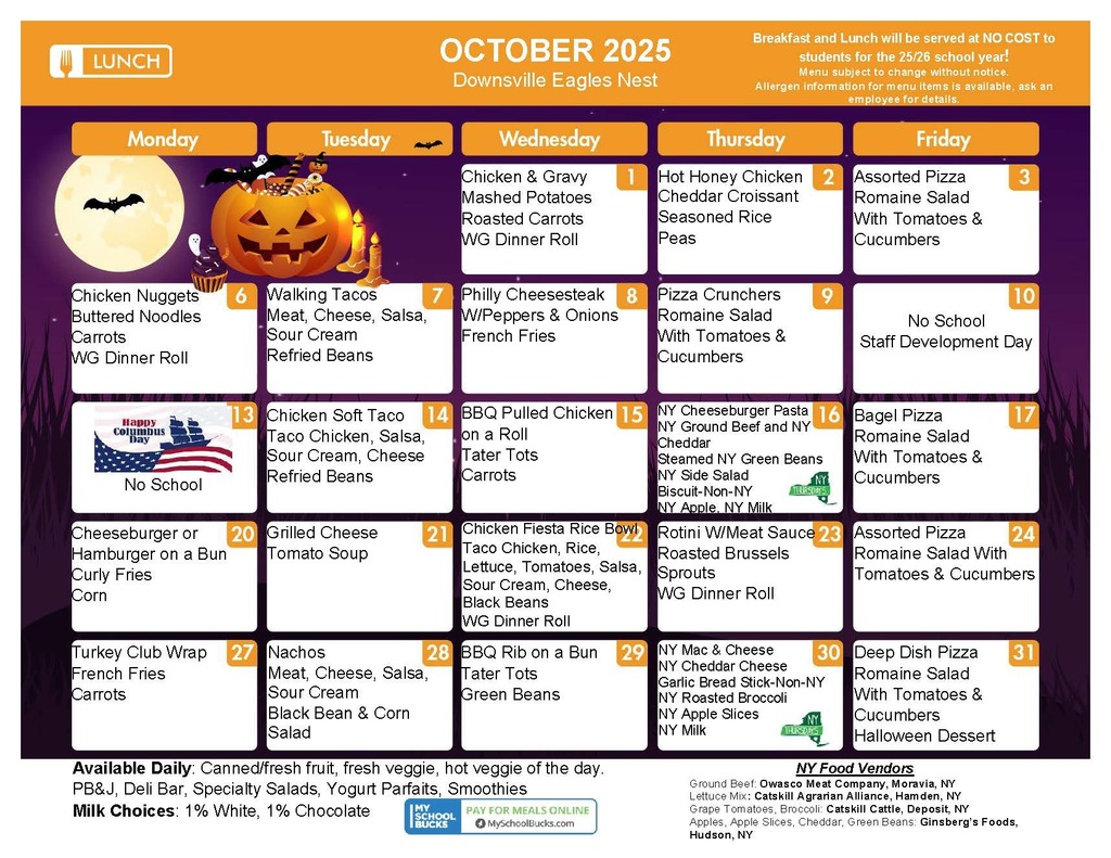 october menu with halloween clipart