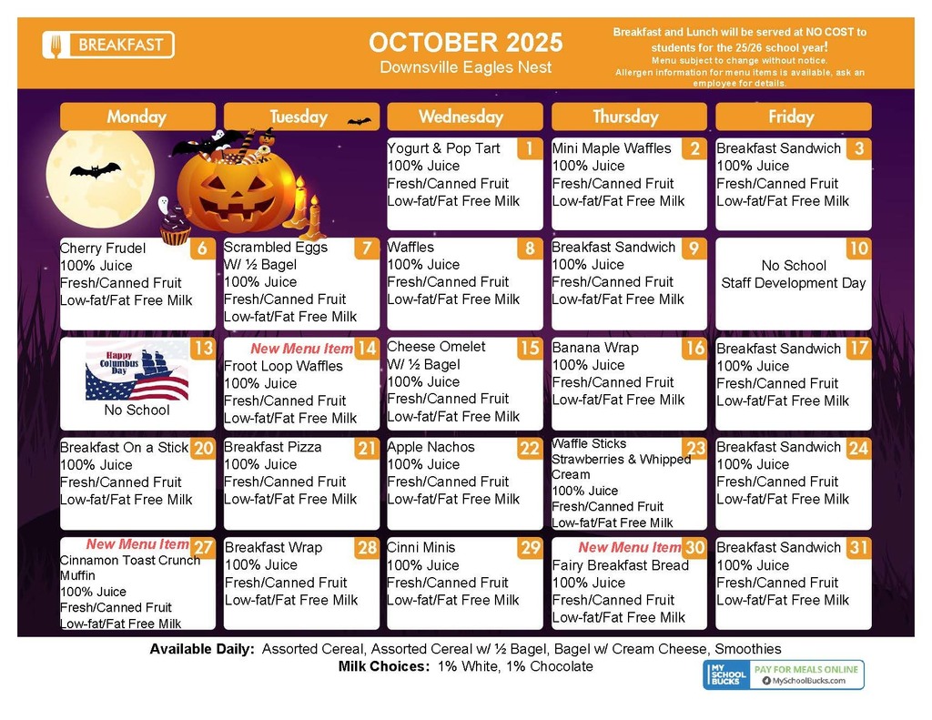 october menu with halloween clipart