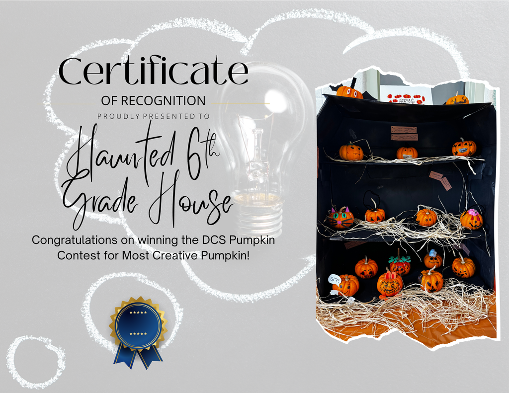 award certificate with decorated pumpkins