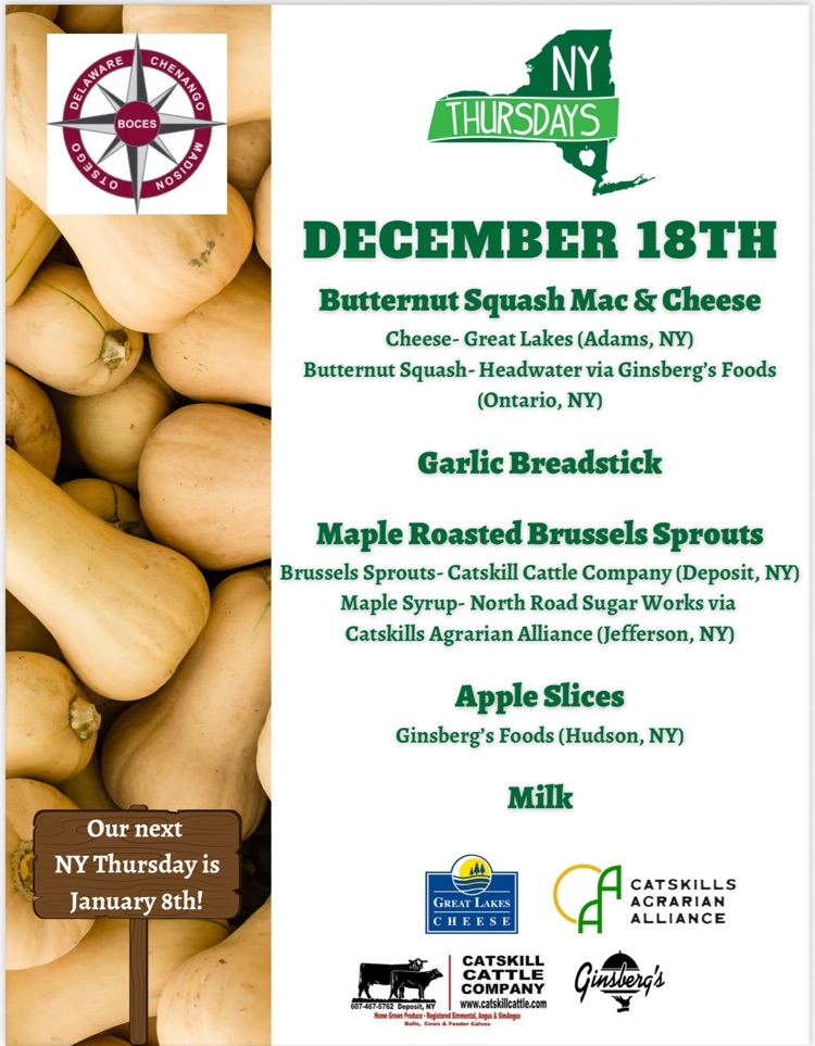 menu with butternut squash on border