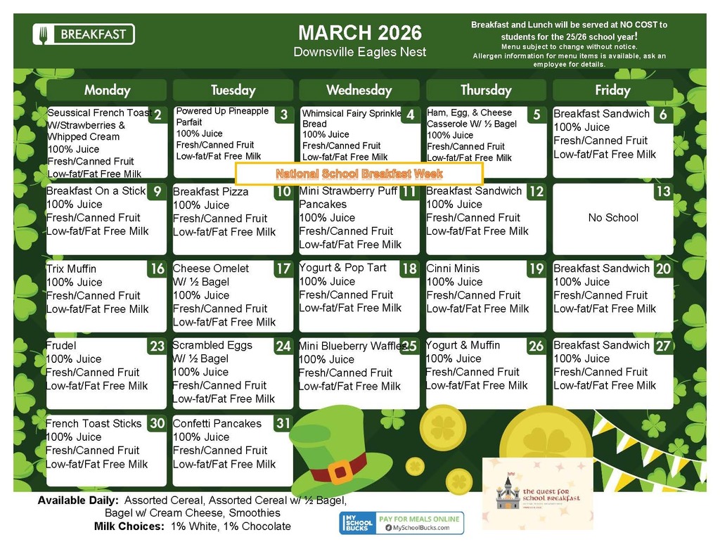 march  menu with st patricks day clipart and shamrocks