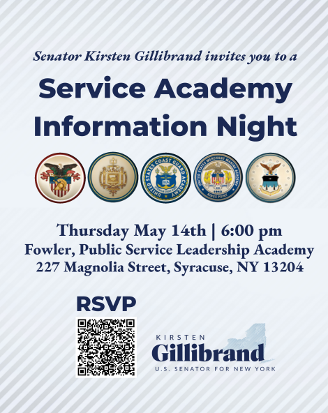 poster with logos for service academy info night