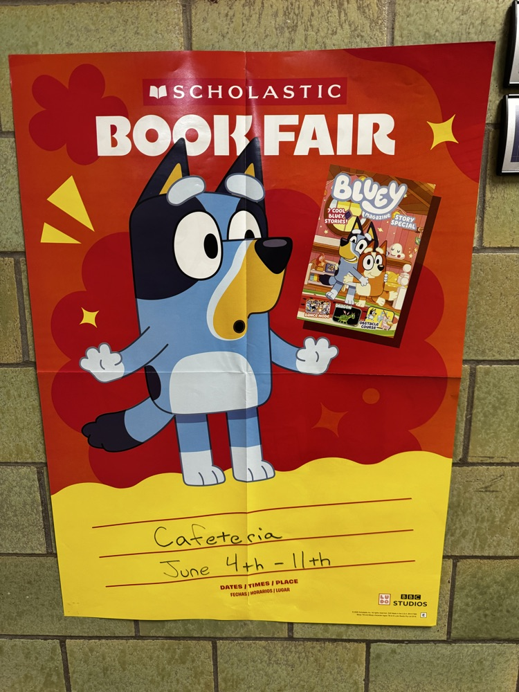 poster of bluey and a book