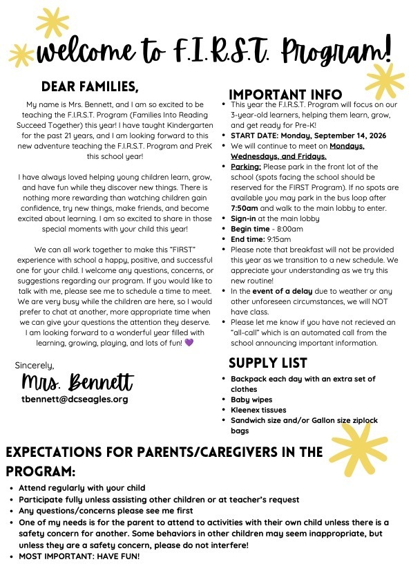 FIRST Program newsletter page