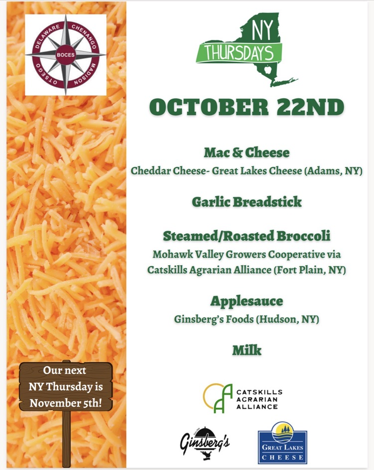 shredded cheese on border of menu poster