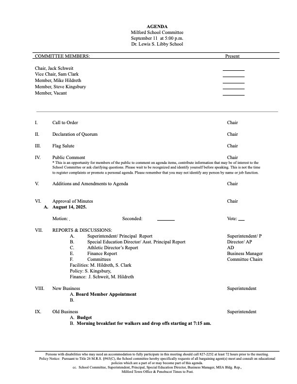 SC Mtg. 9/11/25, 5 pm