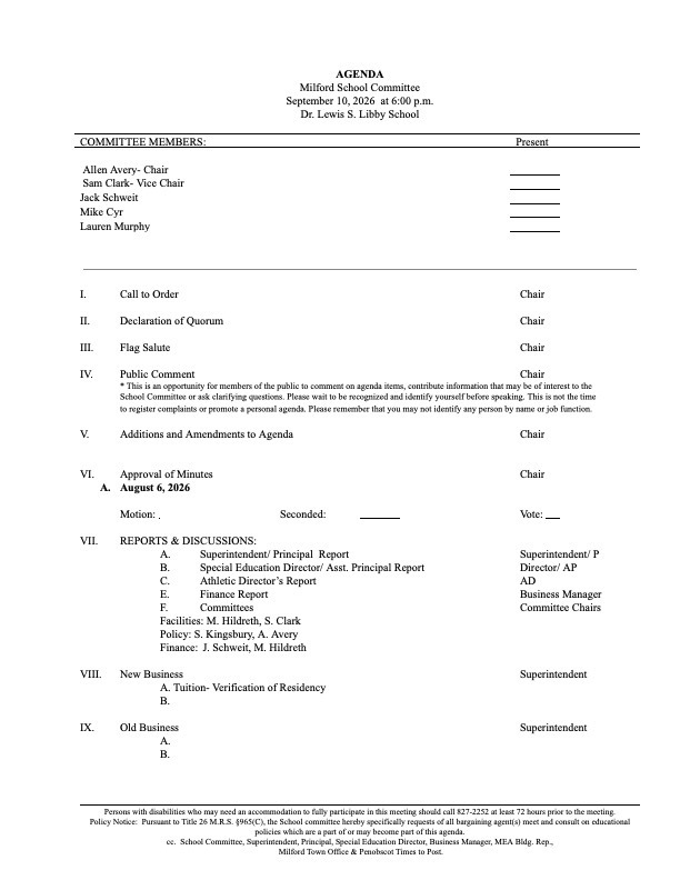SC Agenda 9/10/26
