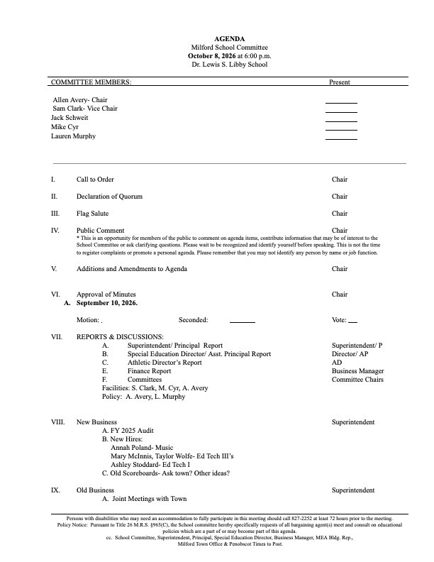 SC Agenda 10/8/26