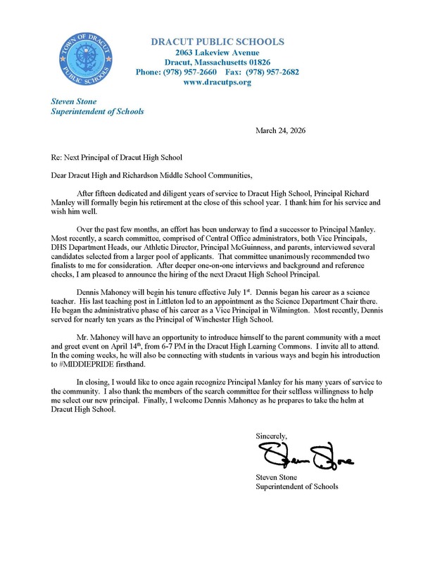 New Principal Announcement