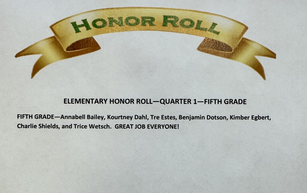 5th Grade honor roll students