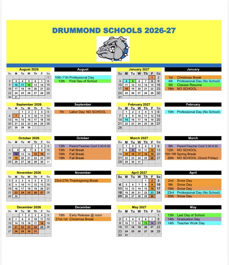 2026-2027 School Calendar