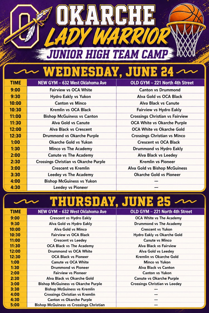 Okarche Game Schedule