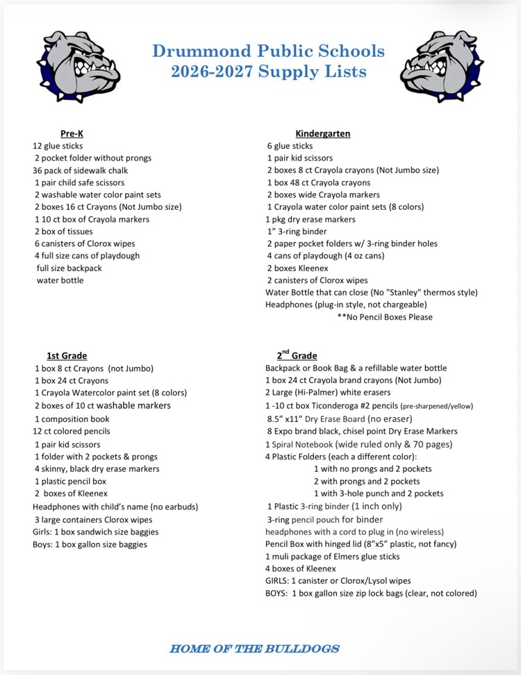 school supply list
