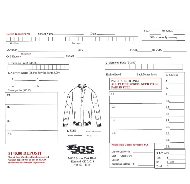 letter jacket orders. 