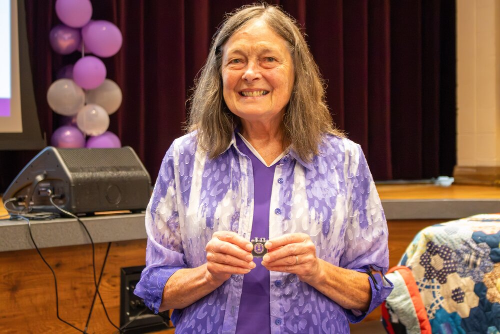 Linda Bruno 50 years service pin