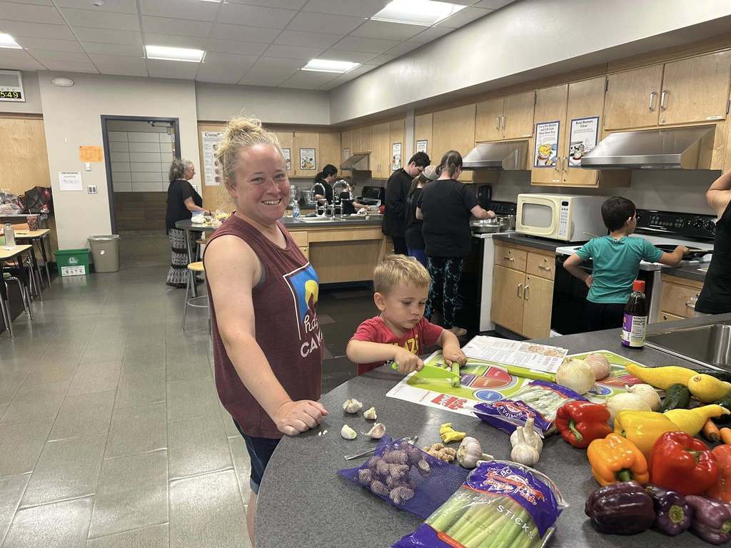 Cooking class for kids and parents sponsored by Dryden and taught by Cornell Cooperative Ext . Nutrition Educator.  Great class, delicious food and always building community 💜