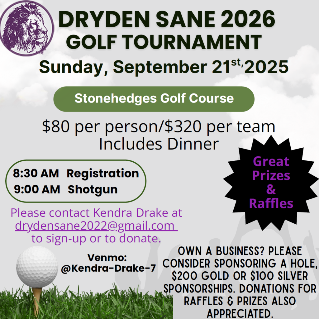 Dryden SANE Golf Tournament coming up on September 21st