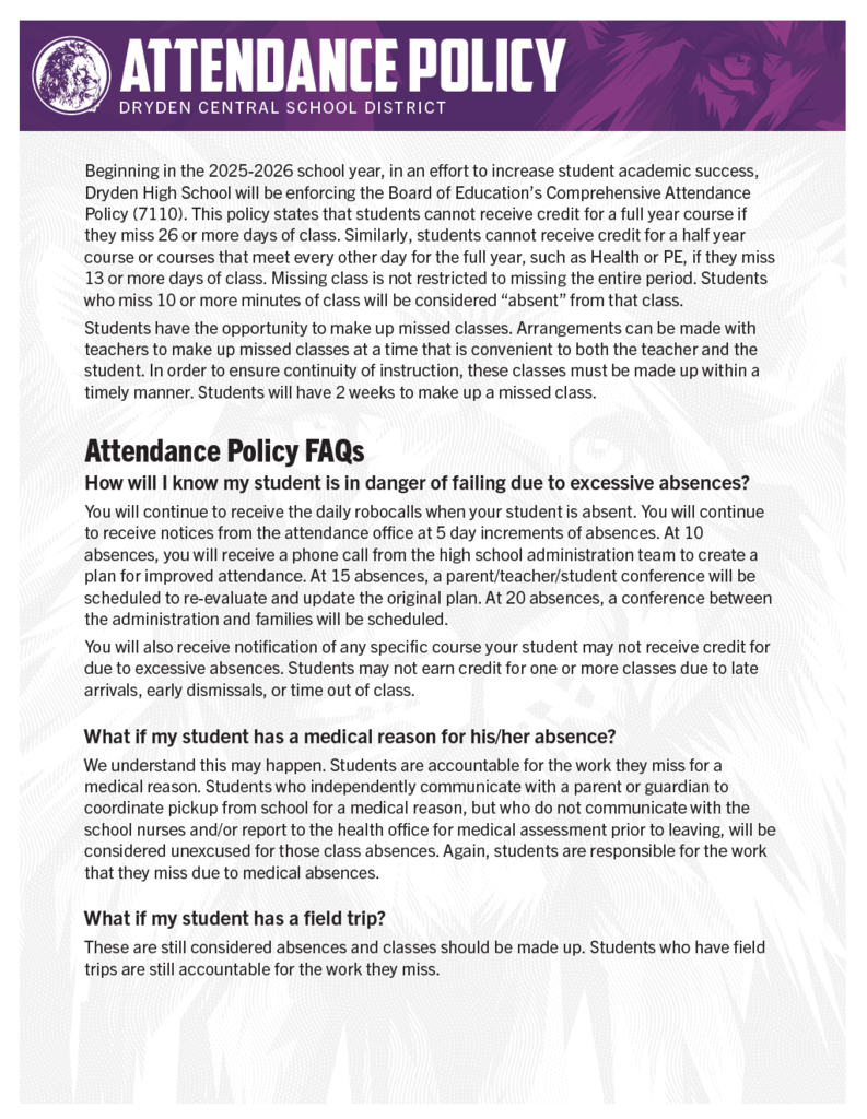 2025-2026 DCSD Attendance Policy