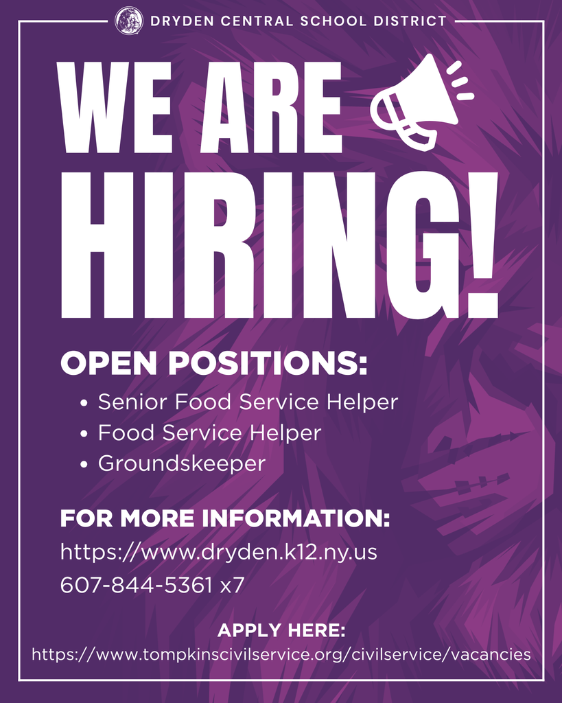 We're Hiring: Senior Food Service Helper, Food Service Helper, Groundskeeper