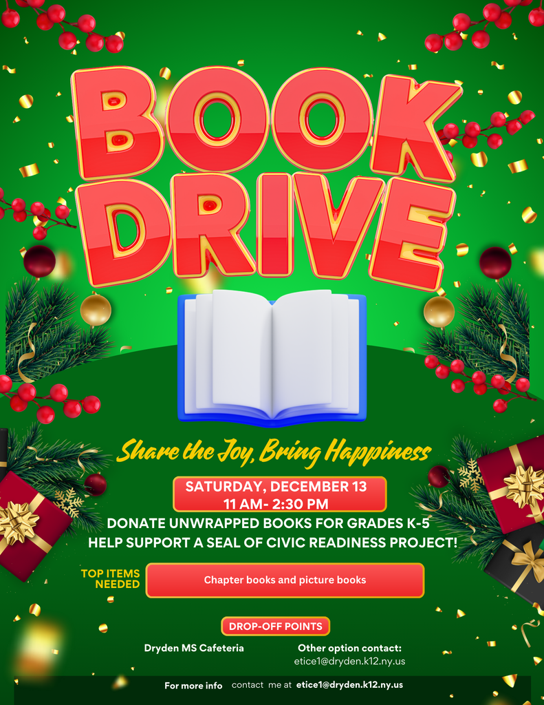 One of our amazing DHS students has organized a book drive, as they work toward attaining their Seal of Civic Readiness. Feel free to share with anyone who might be interested in spreading the joy of reading around our #LionPride this holiday season!