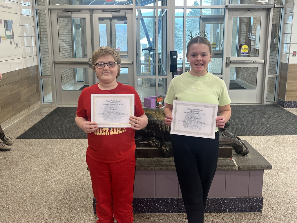 These students were nominated by their teachers for consistently demonstrating our core principles of being Responsible, Respectful, Safe, and Kind. We are proud to celebrate the students pictured, who exemplify these values and contribute positively to our school community. Congratulations!         Picture 1 - all of our December Nominees (from left to right):    Grace H, Yuki T, Bailey W, Liam J, Theo S, Ben R, Zack H, Axel N, Kayleb S, Savannah S, Josephina R, Kairi R, Emmalee F (not pictured: Tzapporah J, Colton L)        Picture 2 - 6th Grade December Students of the Month:    Zack H & Bailey W        Picture 3 - 7th Grade December Students of the Month:    Liam J & Kairi R        Picture 4 - 8th Grade December Students of the Month:    Yuki T & Theo S