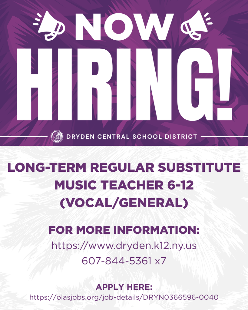 We're Hiring: Long-term Regular Substitute Music Teacher 6-12 (Vocal/General)