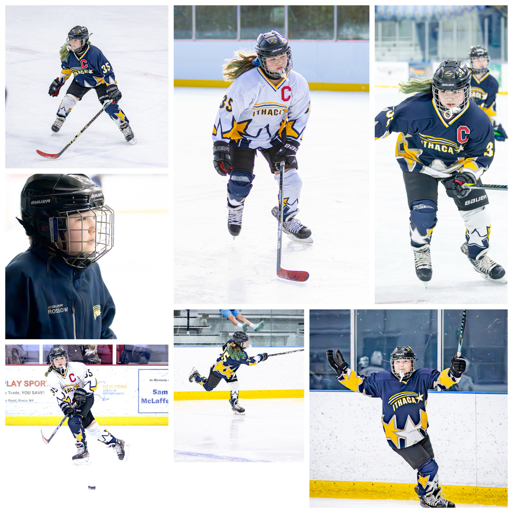 Two Dryden Lions 7th grade girls are making appearances next weekend at the New York State Amateur Hockey Association State Championships! Their hard work has them competing against the best teams in New York State at Northtown Center at Amherst in Buffalo.
Kairi Rossow #35 plays in Tier II for the Ithaca Shooting Stars TB team and Delia Dutcher #92 plays in Tier I for the Skaneateles Lakers TB team. These hard working girls practice several times a week and play over 60 games a season, often traveling hours each weekend to play! They are dedicated athletes and team leaders on and off the ice.
Good luck Delia and Kai and have fun!