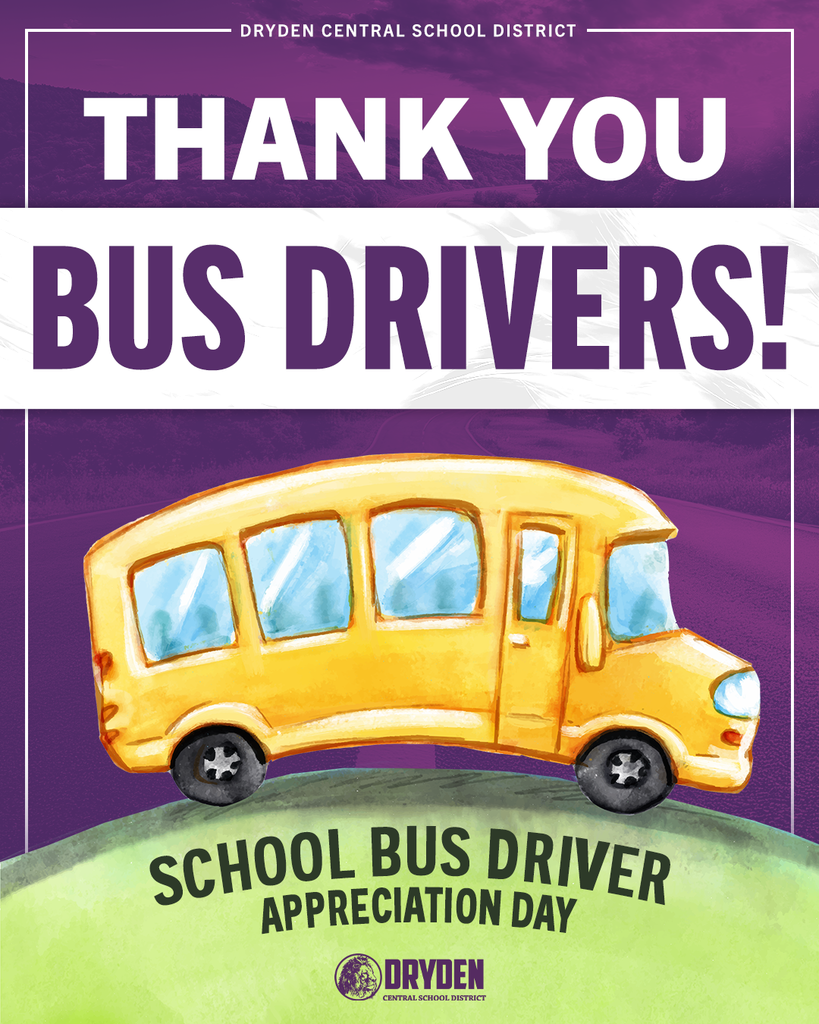 Graphic shows a comic of a school bus to say thank you to bus drivers for School Bus Driver Appreciation Day