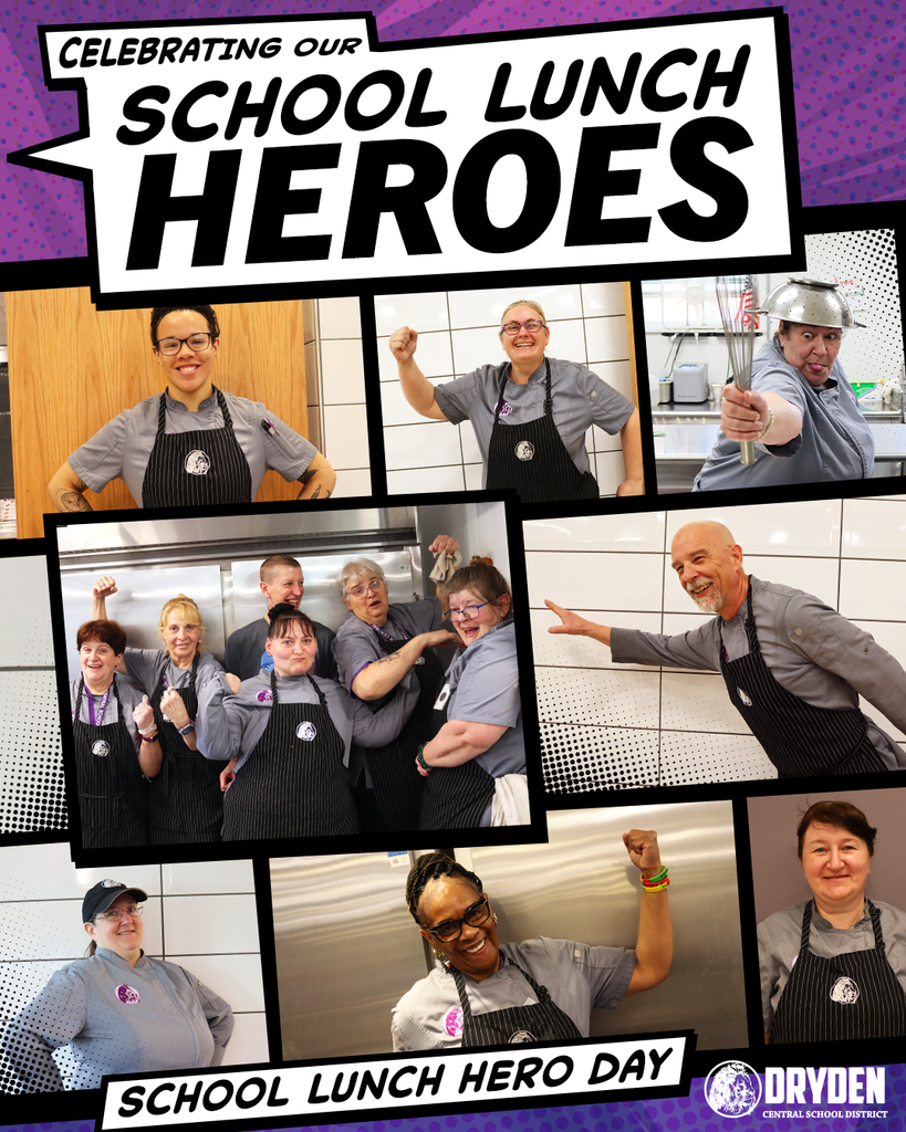School Lunch Hero Day graphic displaying photos of DCSD's Food Service Staff