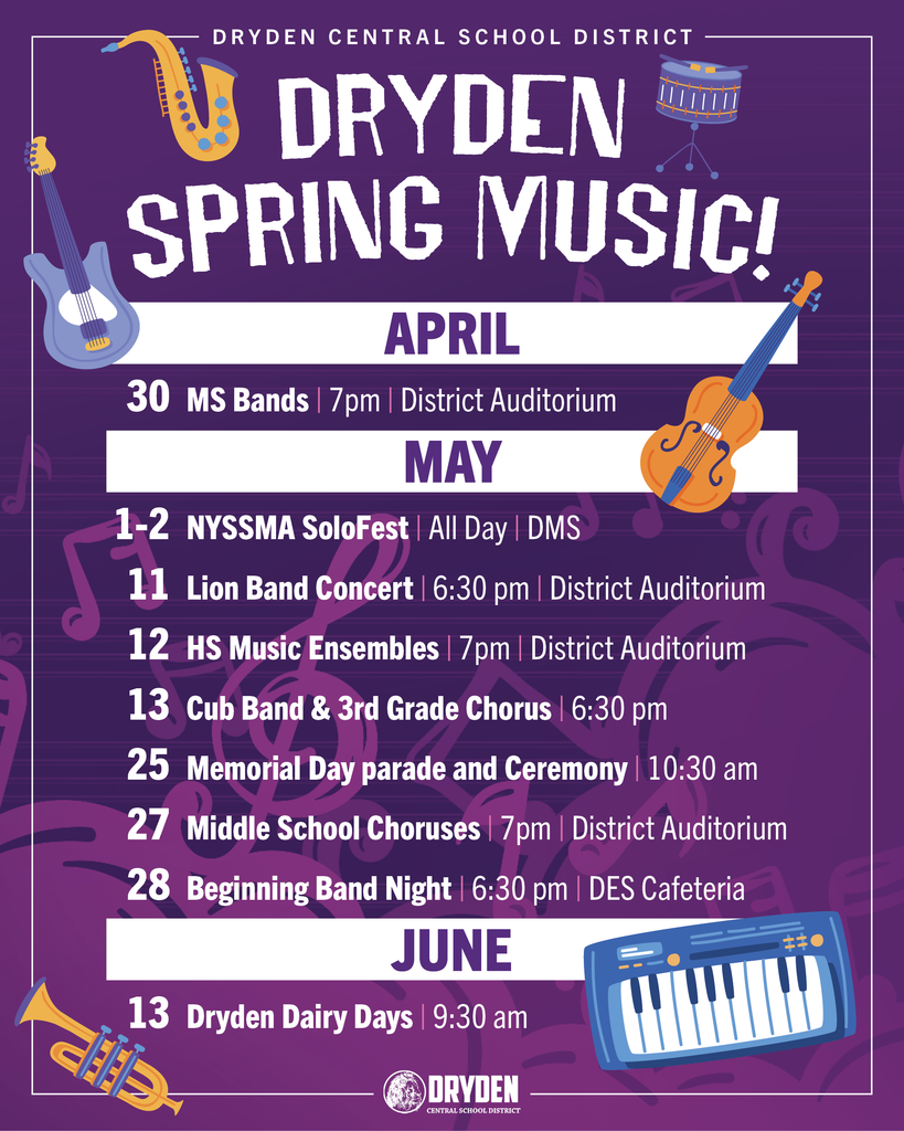 Dryden Spring Music Dates Graphic