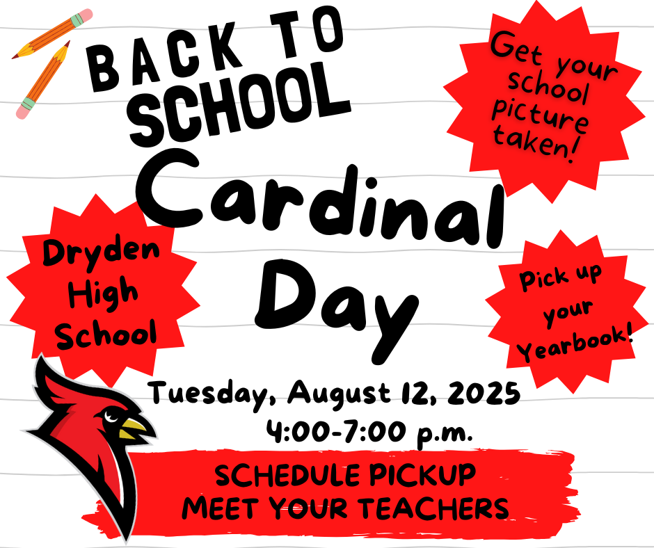 cardinal logo; notebook paper; pencil clipart