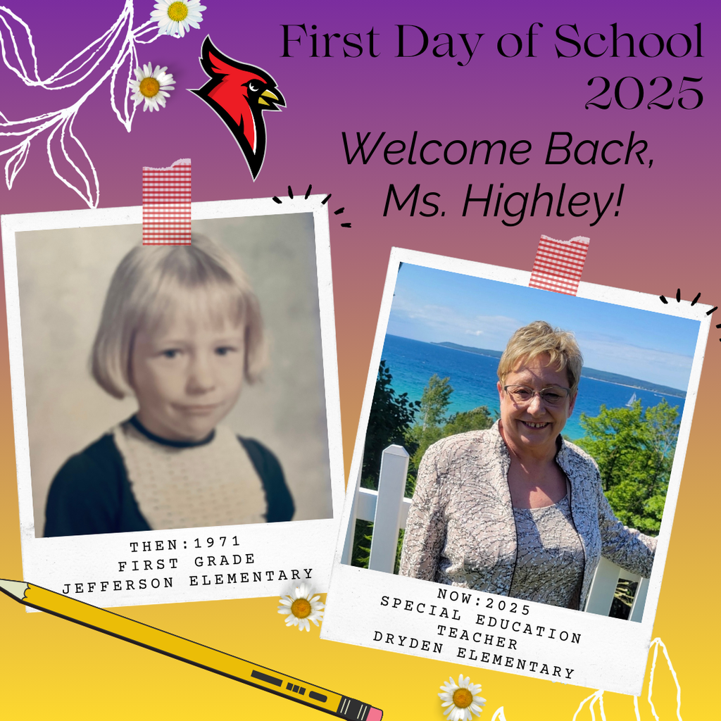 school supply clipart; photo of current teacher now and at the grade they teach