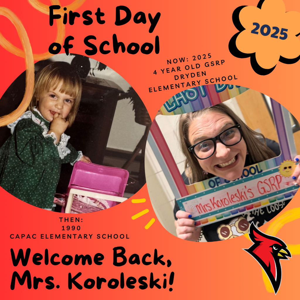school supply clipart; photo of current teacher now and at the grade they teach