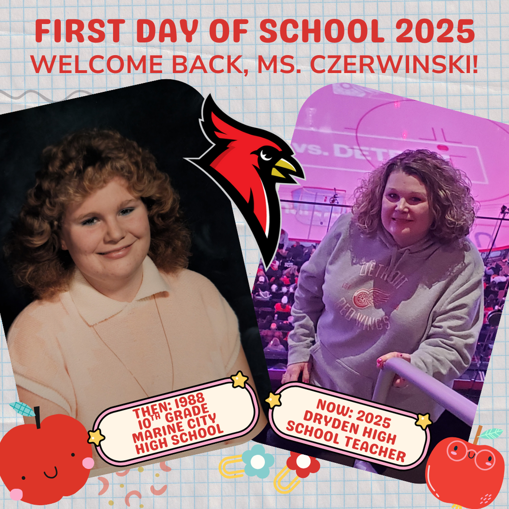 school supply clipart; photo of current teacher now and at the grade they teach