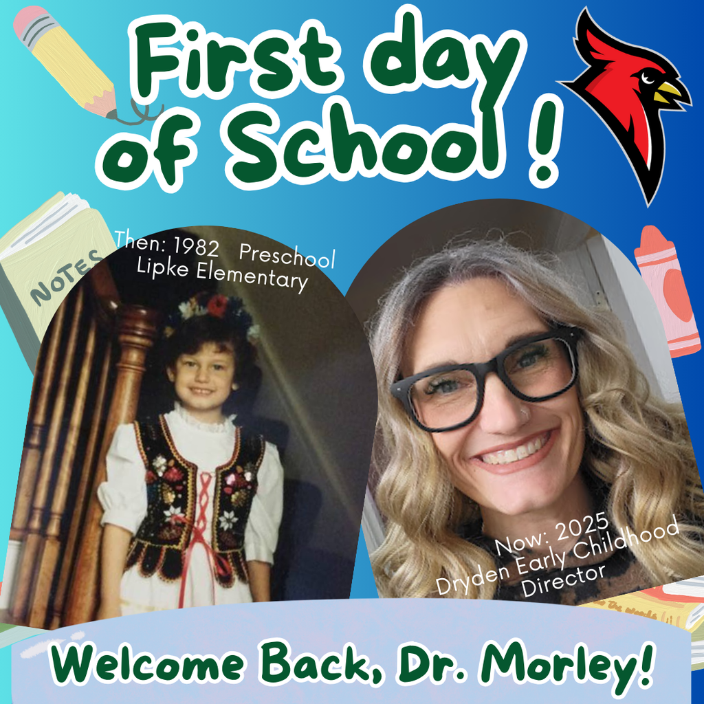 school supply clipart; photo of current teacher now and at the grade they teach