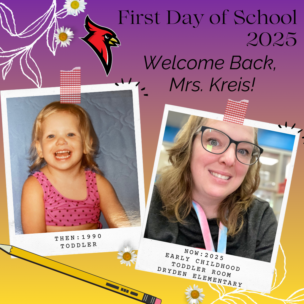 school supply clipart; photo of current teacher now and at the grade they teach