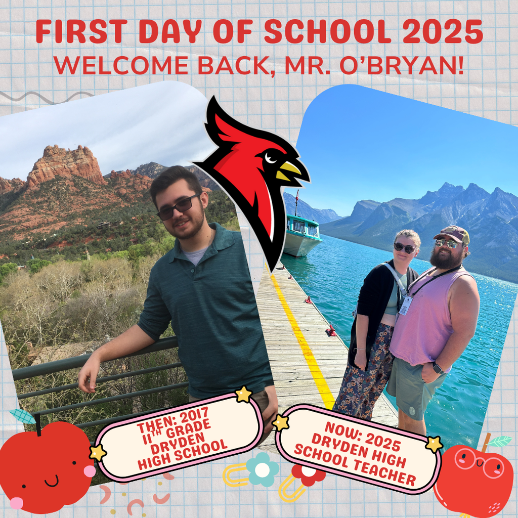 school supply clipart; photo of current teacher now and at the grade they teach