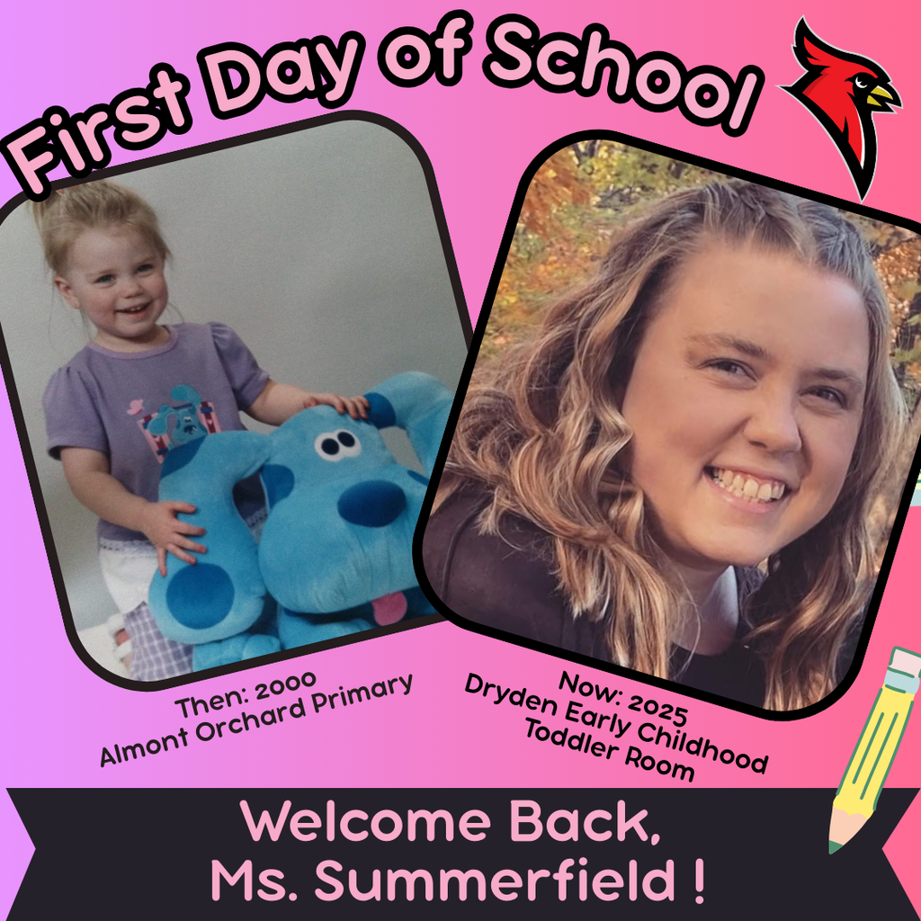 school supply clipart; photo of current teacher now and at the grade they teach