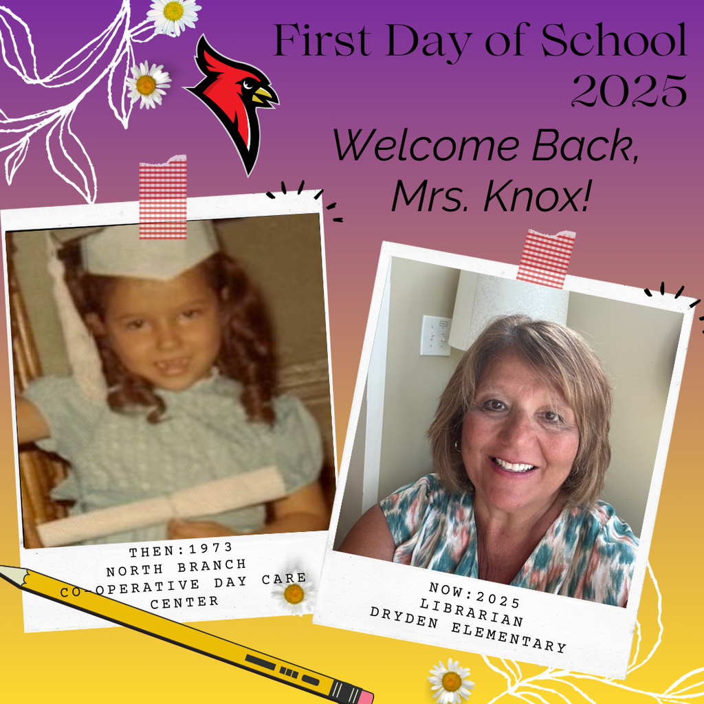 school supply clipart; photo of current teacher now and at the grade they teach