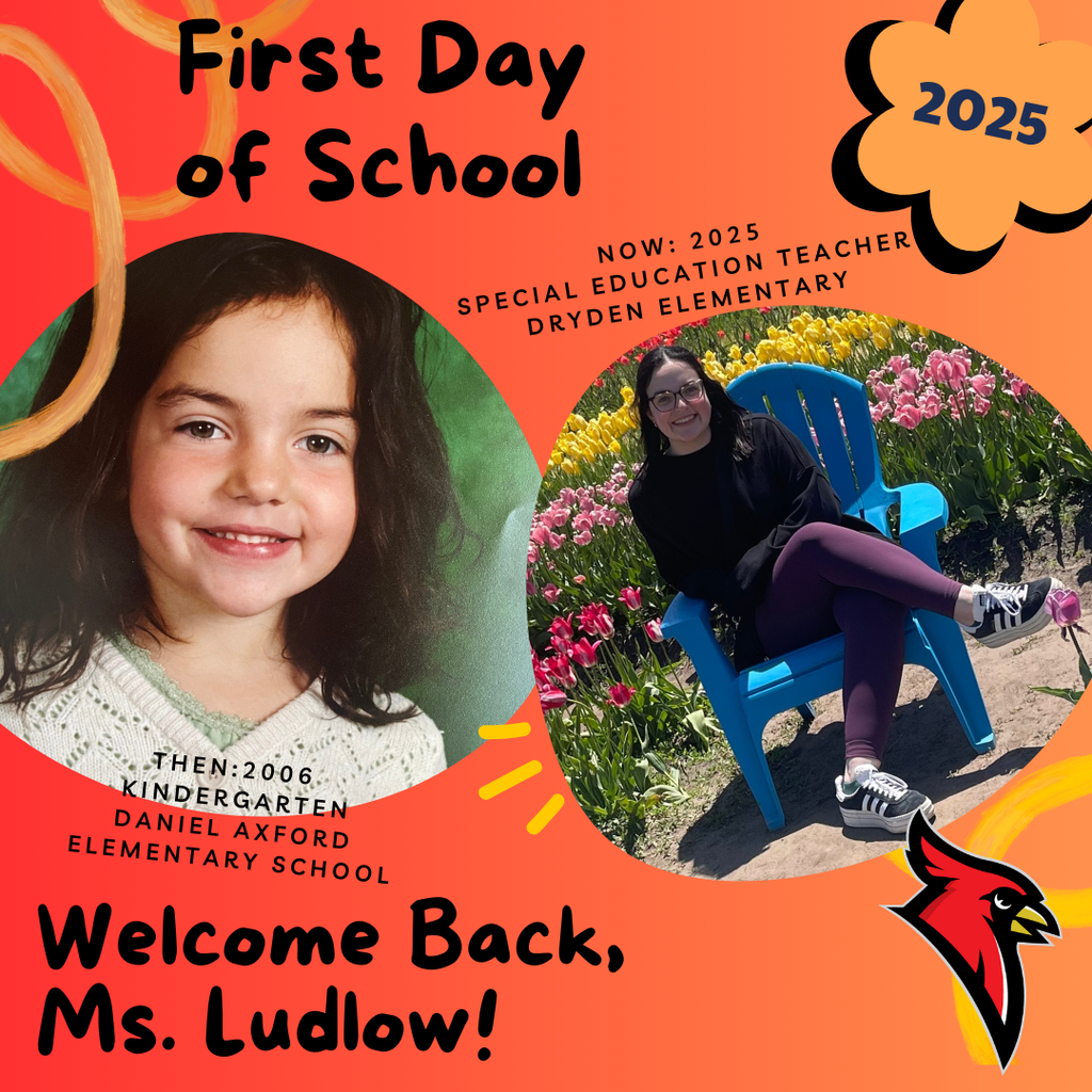 school supply clipart; photo of current teacher now and at the grade they teach