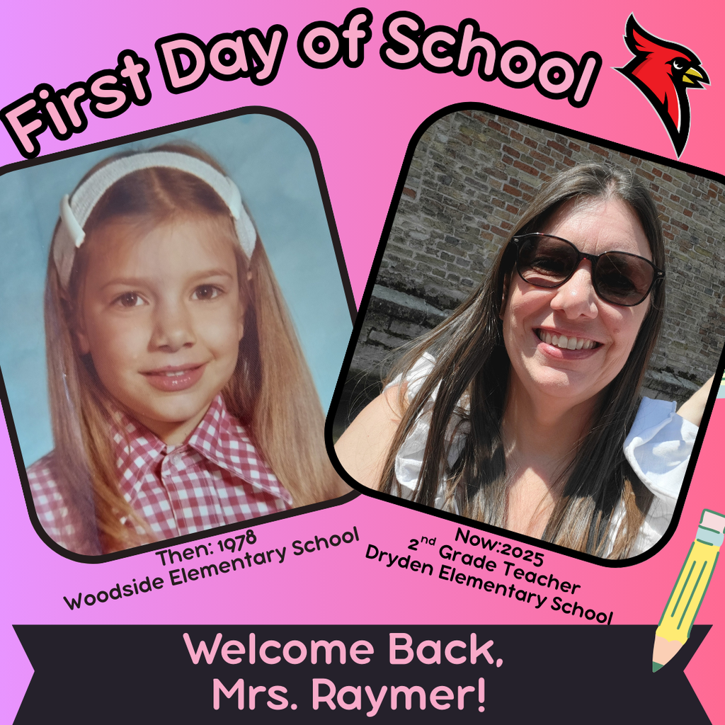 school supply clipart; photo of current teacher now and at the grade they teach