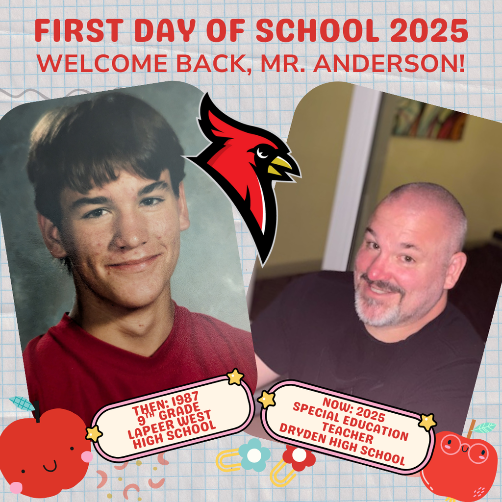 school supply clipart; photo of current teacher now and at the grade they teach